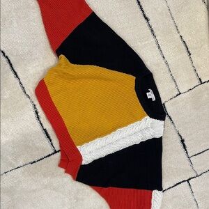 Colorblock Sweater in Red, Black, and Yellow
